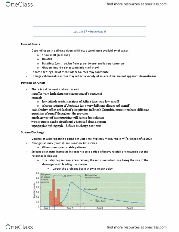 GPHY 102 Lecture Notes - Lecture 17: Rain Shadow, Snowmelt, Baseflow thumbnail