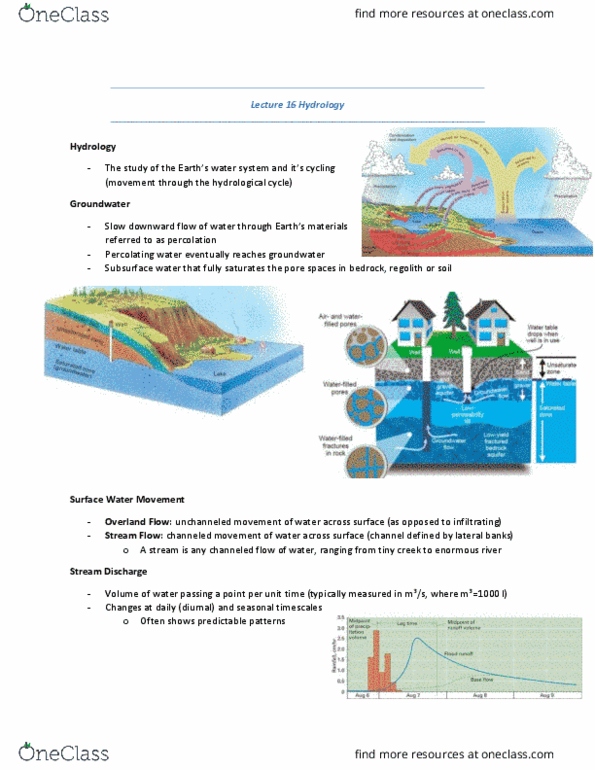 GPHY 102 Lecture Notes - Lecture 16: Water Cycle, Regolith, Drainage Basin thumbnail