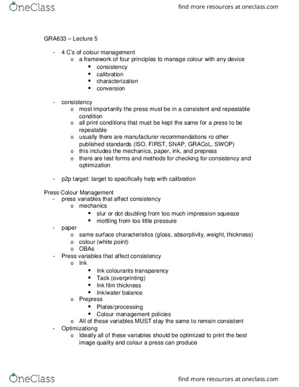 GRA 633 Lecture Notes - Lecture 5: Offset Printing, Prepress, White Point thumbnail