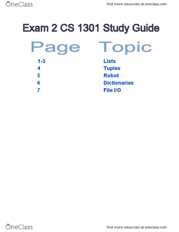 CS 1301 Lecture Notes - Lecture 2: Thx, File Descriptor thumbnail