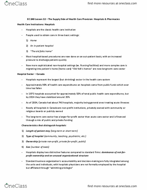 EC248 Lecture Notes - Lecture 12: Vertical Integration, Demand Curve, Health Canada thumbnail