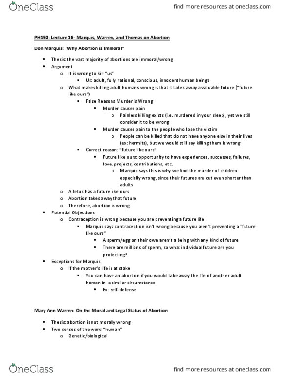 CAS PH 150 Lecture Notes - Lecture 16: Nippon Tv, Homo Sapiens, Fetus thumbnail