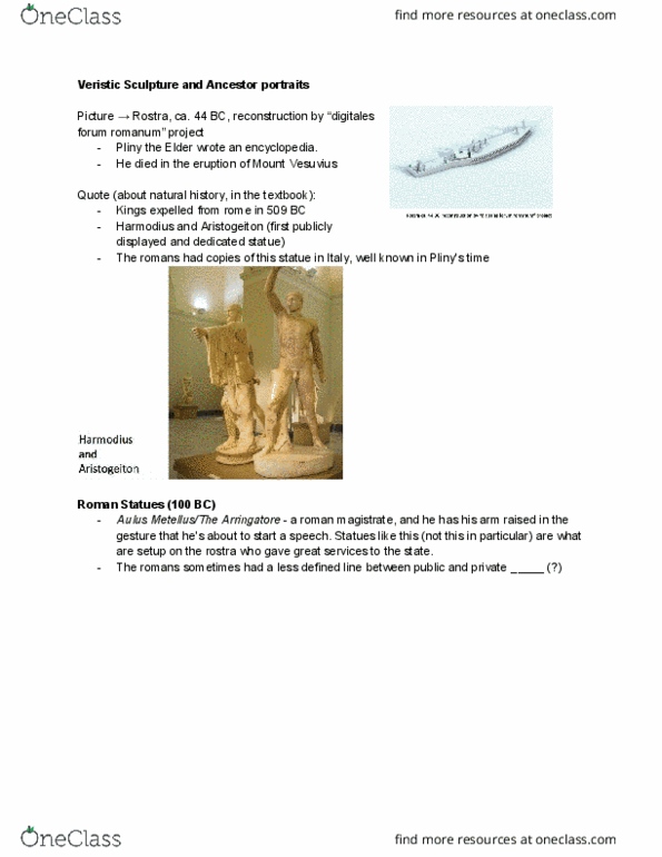 ARTHIST 2C03 Lecture Notes - Lecture 5: Rostra, Prima Porta, Mount Vesuvius thumbnail