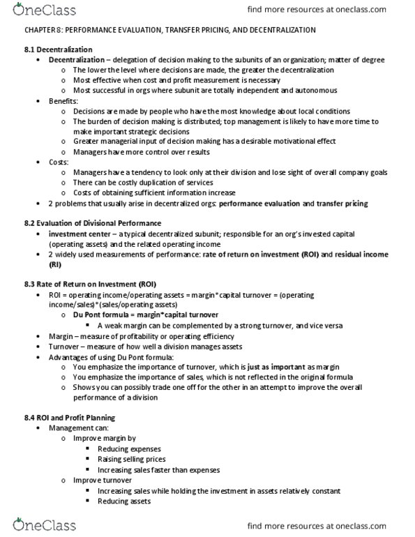 ACCT 102 Chapter Notes - Chapter 8: Transfer Pricing, Opportunity Cost, Standard Cost Accounting thumbnail