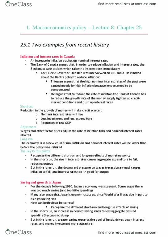 ECON 295 Lecture Notes - Lecture 8: Output Gap, Potential Output, Aggregate Supply thumbnail