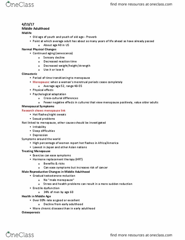 PSYC 289 Lecture Notes - Lecture 12: Late-Onset Hypogonadism, Erectile Dysfunction, Menopause thumbnail