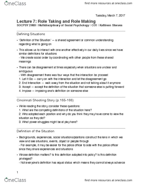 SOCPSY 2M03 Lecture Notes - Lecture 10: Cytochrome C Oxidase Subunit I thumbnail