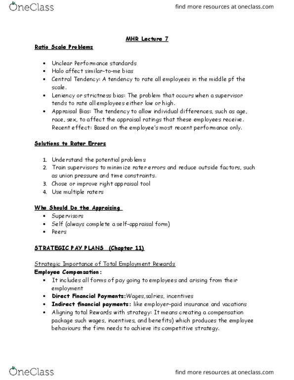 MHR 523 Lecture Notes - Lecture 7: Job Evaluation, Plans, Canadian Human Rights Act thumbnail