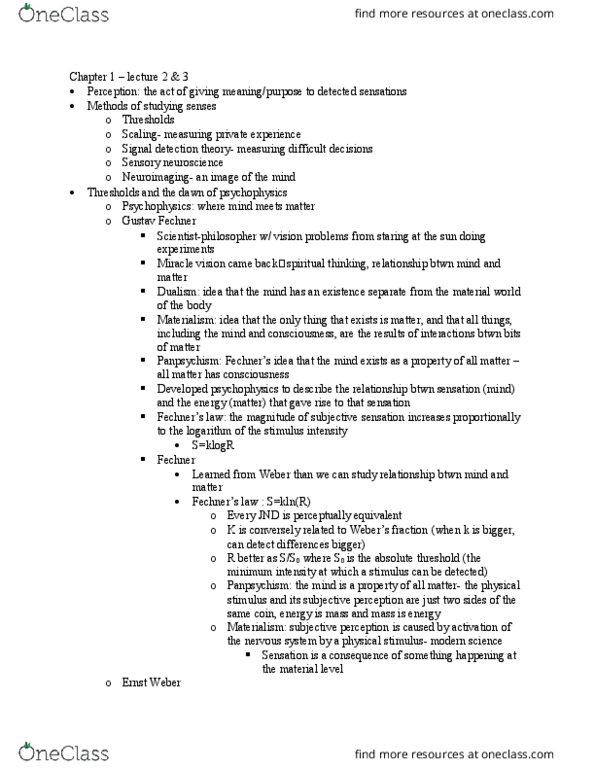 PSYC 212 Lecture Notes - Lecture 2: Detection Theory, Absolute Threshold, Panpsychism thumbnail