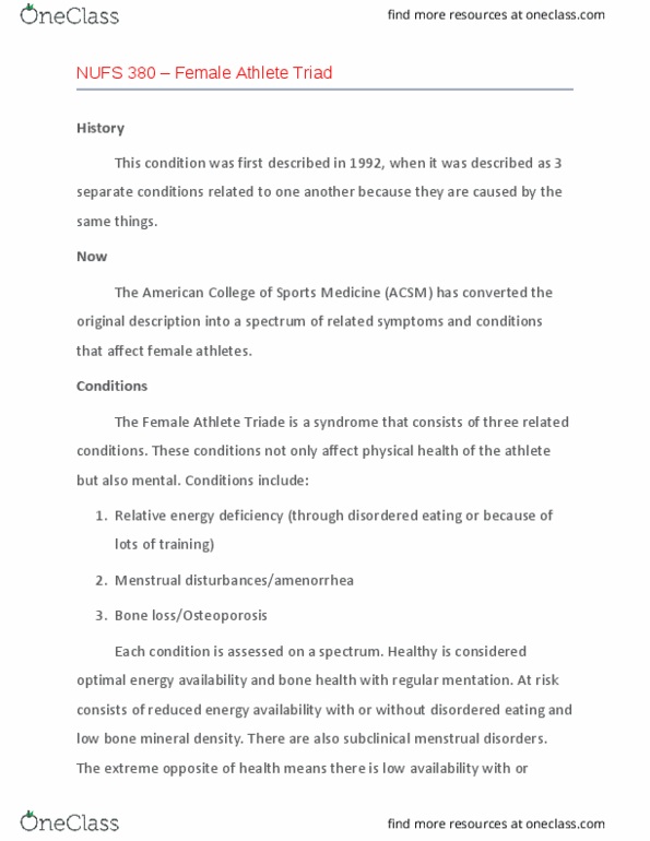 NUTR480 Chapter Notes - Chapter 15: Amenorrhoea, Bone Mineral, Bone Density thumbnail