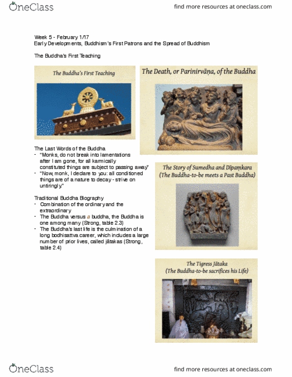 RELIGST 2K03 Lecture Notes - Lecture 5: Sangha, Abhidharma, Vinaya thumbnail
