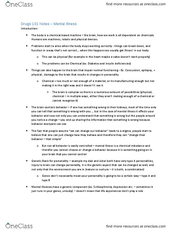 BPS 1101 Lecture Notes - Lecture 11: Selective Serotonin Reuptake Inhibitor, Dopamine Antagonist, Tricyclic Antidepressant thumbnail