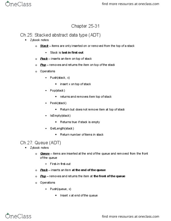 COSC 2320 Chapter Notes - Chapter 25-31: Hash Table, Abstract Data Type, Linear Probing thumbnail