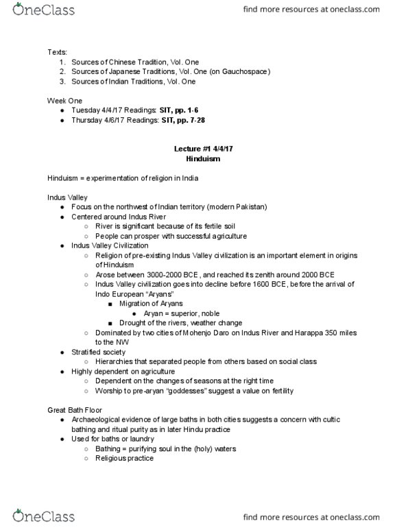 RG ST 3 Lecture Notes - Lecture 1: Shiva Rose, Indus River, Zoomorphism thumbnail