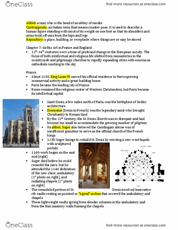 ART 213 Chapter Notes - Chapter 7: Chartres Cathedral, Groin Vault, Rib Vault thumbnail
