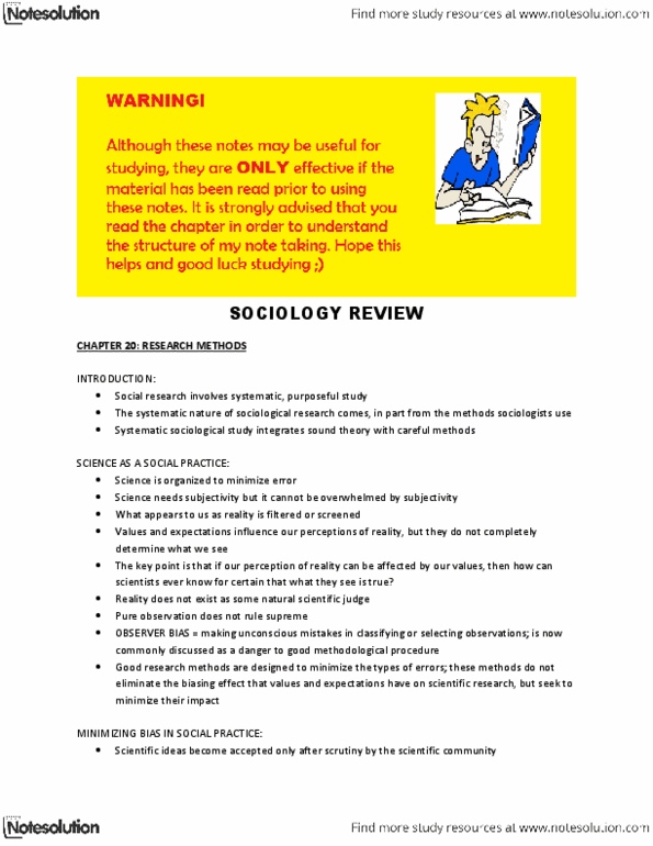 SOC101Y1 Chapter Notes - Chapter 20: Sociological Theory, Intentionality, Ethnocentrism thumbnail