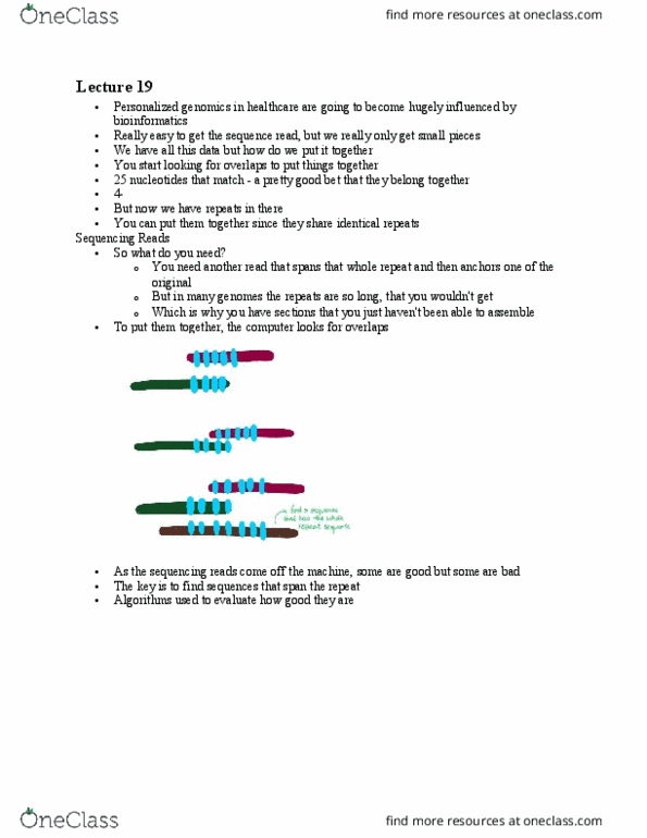 Biology 2581B Lecture Notes - Lecture 18: Blast, Bioinformatics, Genomics thumbnail