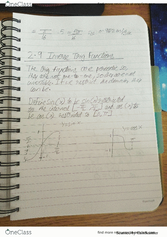 MATH 1341 Lecture 15: lecture 15 - inverse trigonometric functions thumbnail