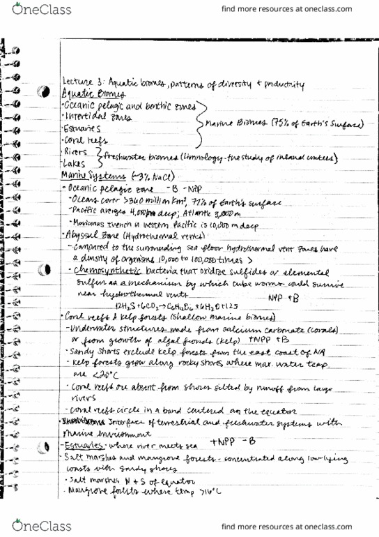 BIOLOGY 152 Lecture Notes - Lecture 32: Trophic State Index, Hydrothermal Vent, Aquatic Plant thumbnail