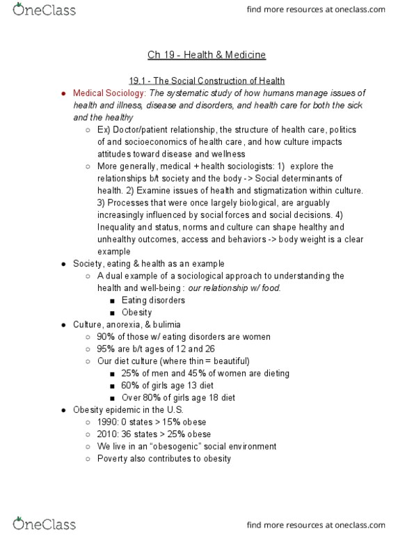 SOCIOL 1101 Chapter Notes - Chapter 19: Cardiovascular Disease, Fibromyalgia, Age 13 thumbnail