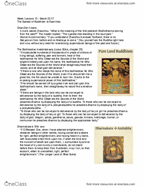 RELIGST 2K03 Lecture Notes - Lecture 11: Vimalakirti Sutra, Lotus Sutra, Sariputta thumbnail