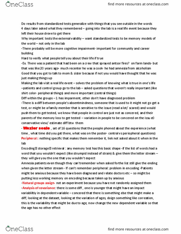 Psychology 3185F/G Lecture Notes - Lecture 7: Multiple Sclerosis, Dependent And Independent Variables, White Matter thumbnail