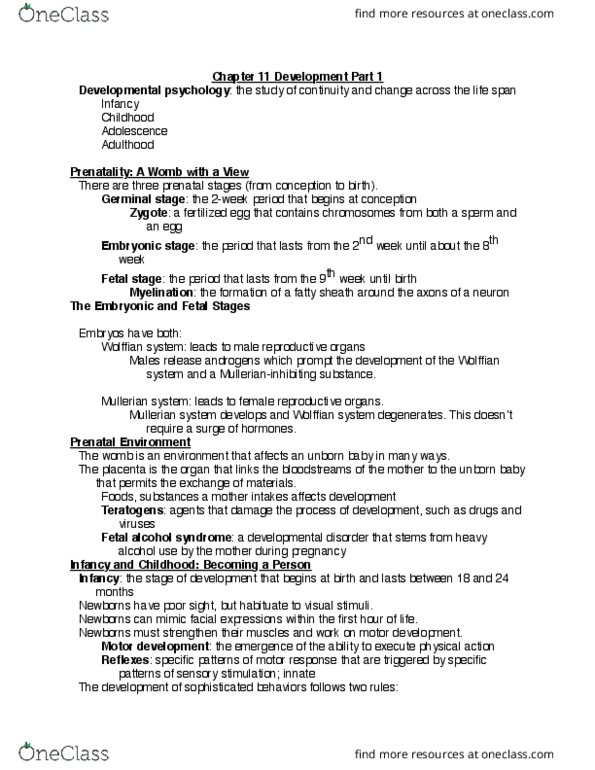 PSY 0010 Lecture Notes - Lecture 10: Fetal Alcohol Spectrum Disorder, Almost Surely, Developmental Disorder thumbnail