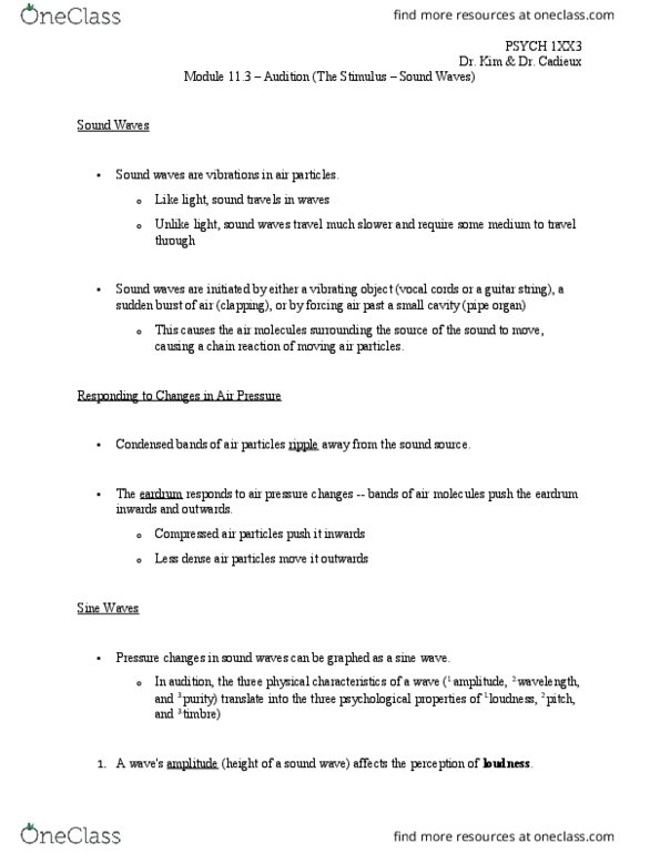 PSYCH 1XX3 Chapter Notes - Chapter 11.3: Sound, Logarithmic Scale, Vocal Folds thumbnail