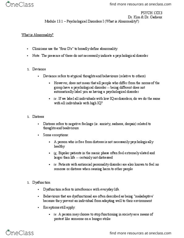 PSYCH 1XX3 Chapter Notes - Chapter 13.1: Antisocial Personality Disorder thumbnail