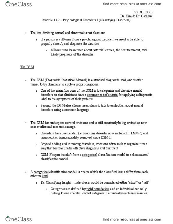PSYCH 1XX3 Chapter Notes - Chapter 13.2: Dsm-5, Common Cold, Comorbidity thumbnail