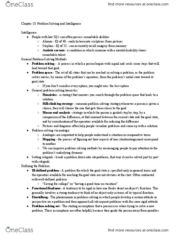 AUPSY102 Chapter Notes - Chapter 13: Problem Solving, Functional Fixedness thumbnail