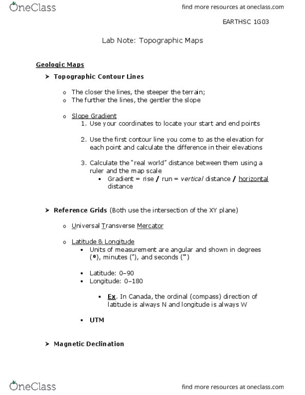 Earthsc 1g03 Study Guide Fall 16 Quiz Universal Transverse Mercator Coordinate System Declination