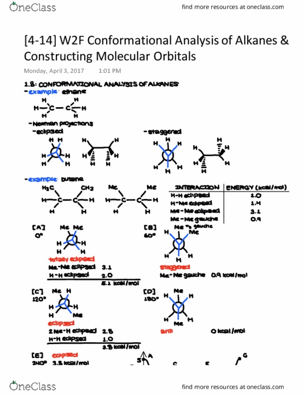 CHEM 30A Lecture 4: [4-14] W2F Conformational Analysis of Alkanes & Constructing Molecular Orbitals thumbnail