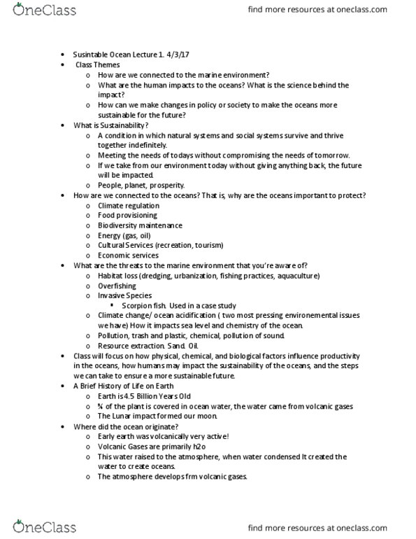 EARTHSS 270 Lecture Notes - Lecture 8: Ocean Acidification, Natural Resource, Cites thumbnail