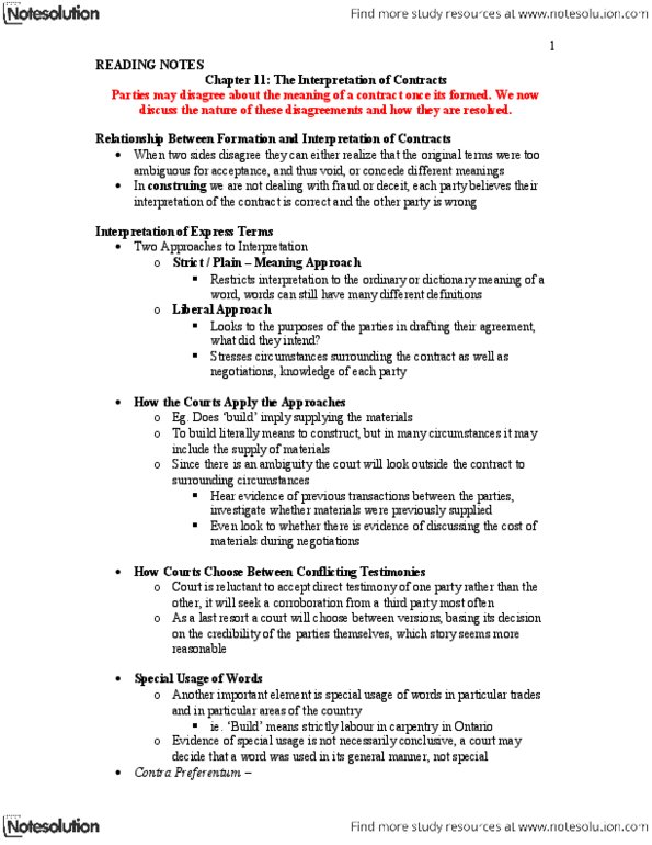 BU231 Chapter Notes - Chapter 11: Collateral Contract, Sobeys, Condition Precedent thumbnail