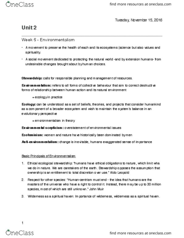 ENV 1101 Chapter Notes - Chapter 6+ : Millennium Ecosystem Assessment, Ecosystem Services, Multivariate Interpolation thumbnail