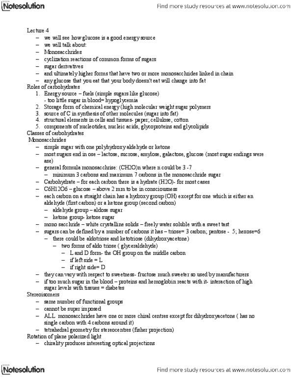 BCH210H1 Lecture Notes - Lecture 4: Anomer, Enantiomer, Good Energy thumbnail