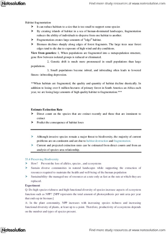 BIOLOGY 1M03 Lecture Notes - Inbreeding, Genetic Drift, Metapopulation thumbnail