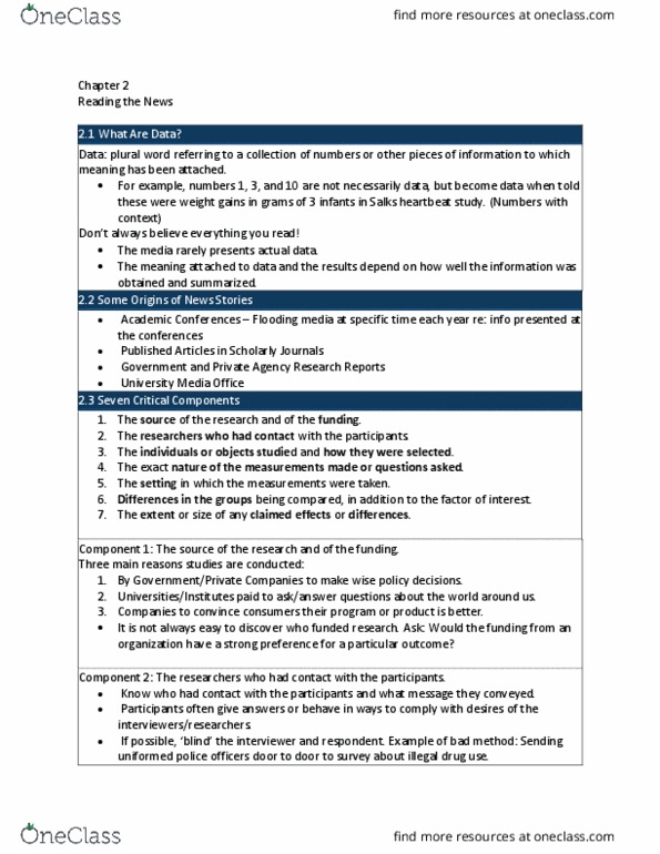 Statistical Sciences 1023A/B Chapter Notes - Chapter 2: Aspirin, Nicotine thumbnail