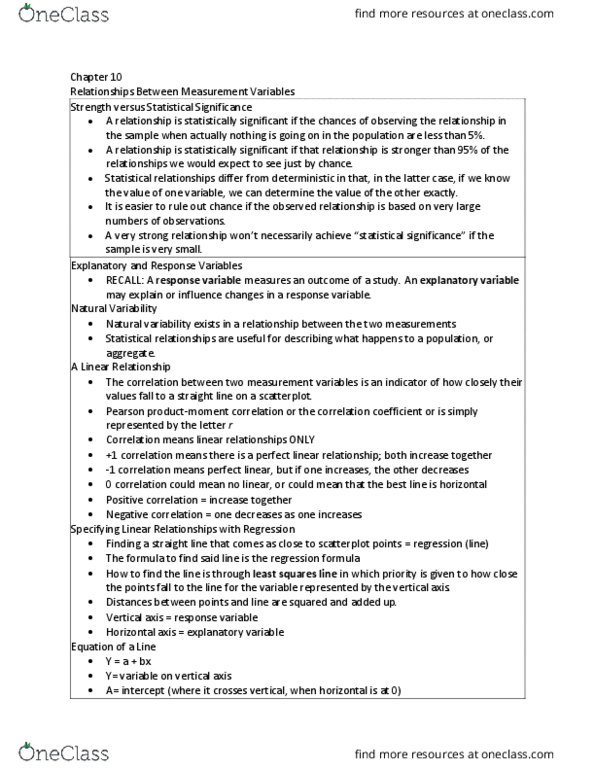 Statistical Sciences 1023A/B Chapter Notes - Chapter 10: Dependent And Independent Variables, Statistical Significance, Scatter Plot thumbnail