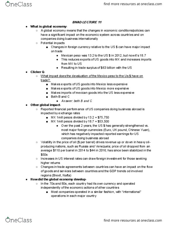 BNAD 100 Lecture Notes - Lecture 11: Mexican Peso, Amoco, Vertical Integration thumbnail