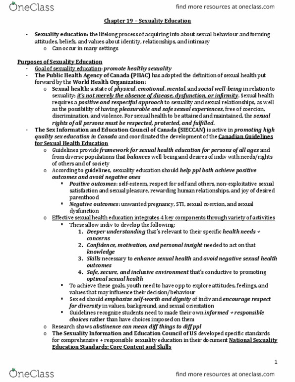 Psychology 2075 Chapter Notes - Chapter 19: Sex Education, World Health Organization, Sexual Dysfunction thumbnail