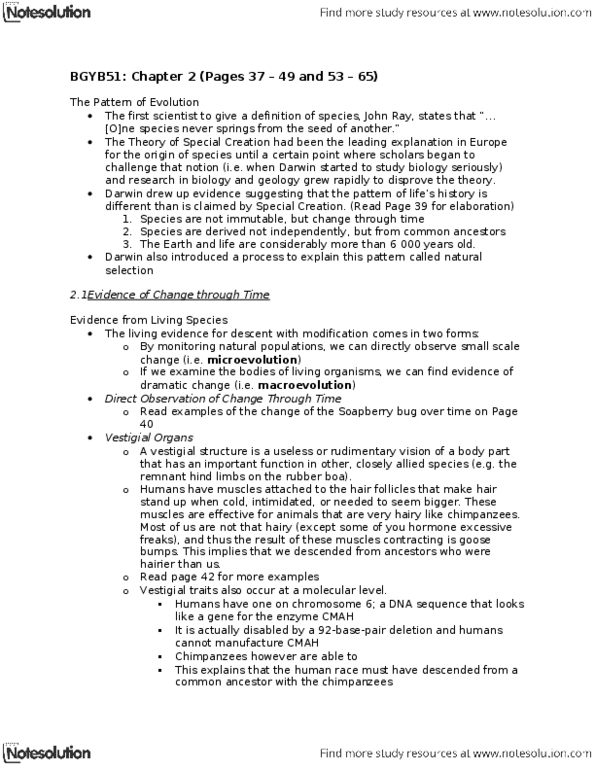 BIO342H5 Chapter Notes - Chapter 2: Intron, Microevolution, Soapberry thumbnail