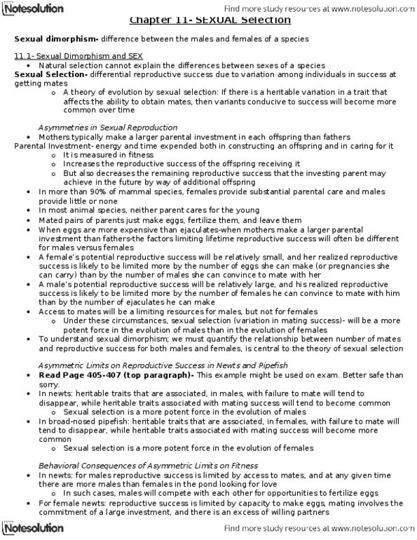 BIO342H5 Chapter Notes - Chapter 11: Mating Plug, Limiting Factor, Cucumber Beetle thumbnail