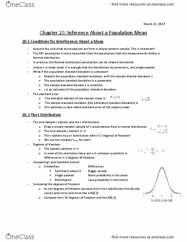 Statistical Sciences 1024A/B Chapter Notes - Chapter 20: Simple Random Sample, Standard Deviation, Variance thumbnail