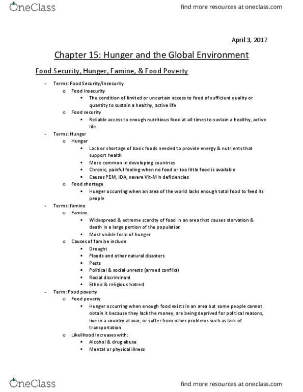 Foods and Nutrition 1021 Chapter Notes - Chapter 15: Dukkha, Food Security, Breastfeeding thumbnail