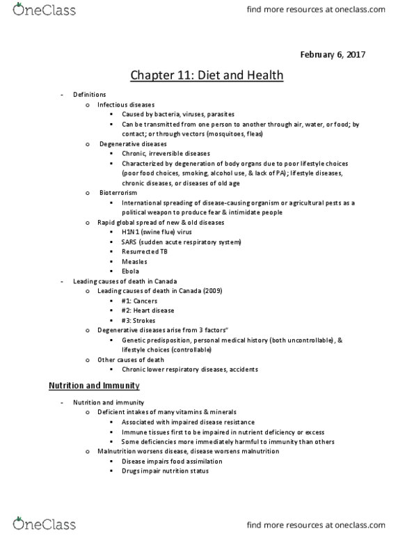 Foods and Nutrition 1021 Chapter Notes - Chapter 11: Bioterrorism, Genetic Predisposition, Malnutrition thumbnail