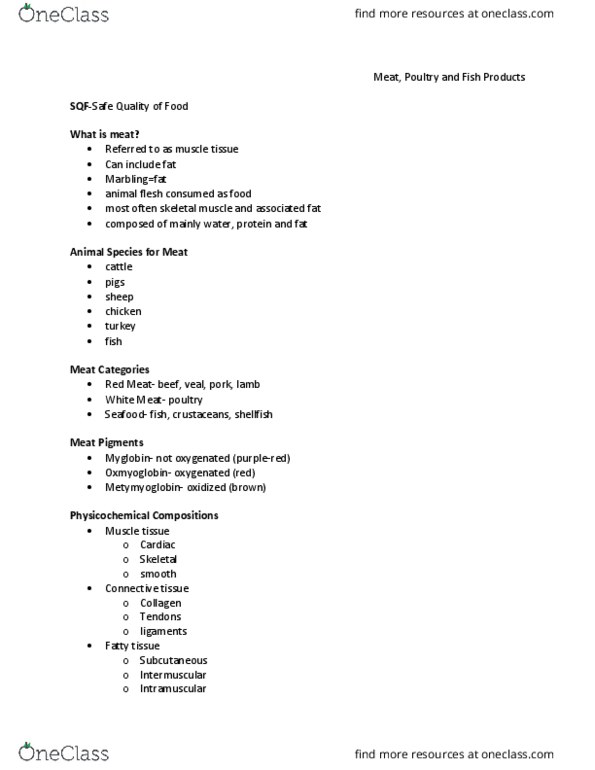 FDST 100 Lecture Notes - Lecture 21: Skeletal Muscle, Veal, Muscle Tissue thumbnail