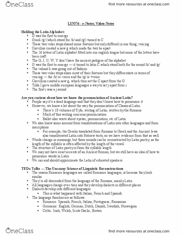 LIN376H5 Lecture Notes - Lecture 12: Scottish Gaelic, Latin Alphabet, Polynesian Languages thumbnail