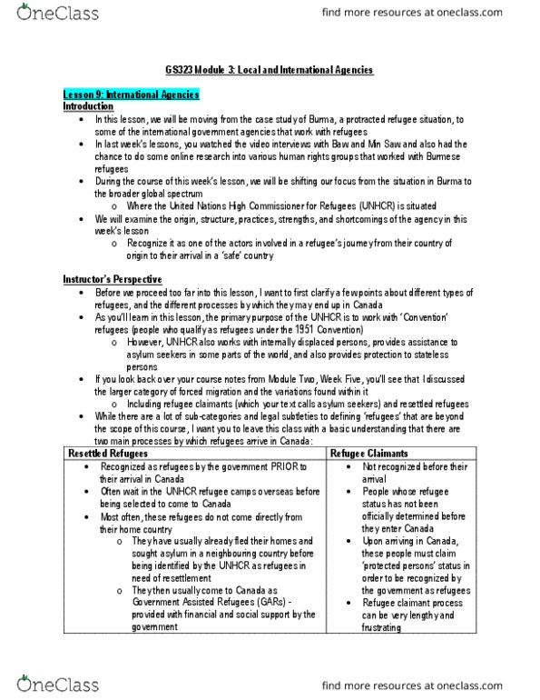 GS323 Lecture Notes - Lecture 3: Ontario Health Insurance Plan, World University Service, Social Insurance Number thumbnail